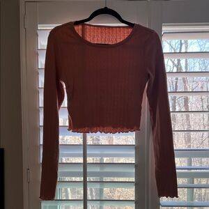 Aeropostale Women's OG- shrunken Tee; Terracotta Ribbed Crop Top